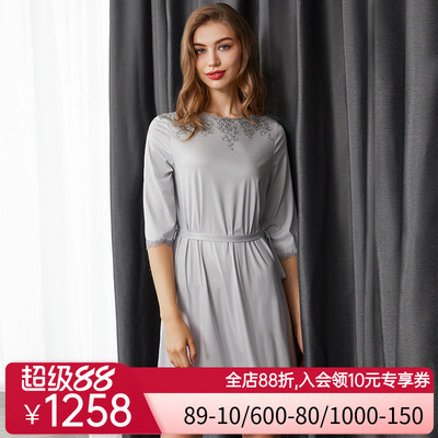 【新品】LACLOVER兰卡文Lovestory系列莫代尔纤维中长睡裙LC44SC1