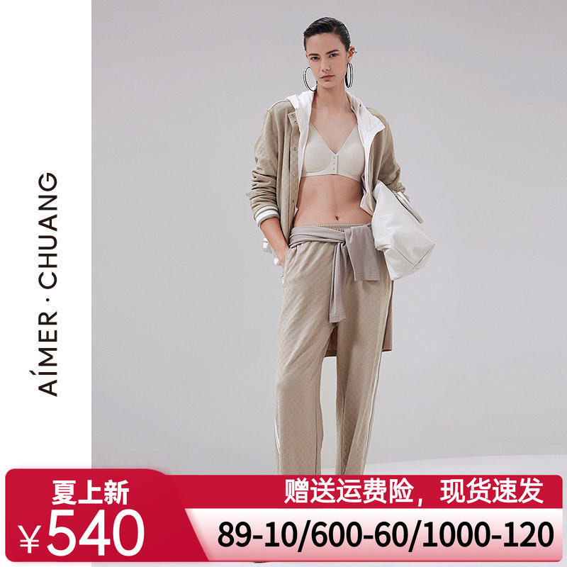 爱慕·CHUANG乐野睡衣女舒绒提花直筒可外穿家居长裤CA471941