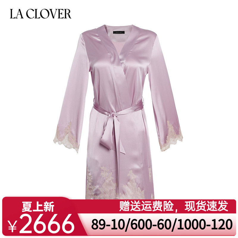 兰卡文挚爱西西里系列桑蚕丝短睡袍晨袍女大红色婚礼红品LC48WA1