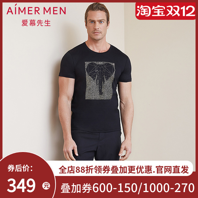 aimer men爱慕先生19SS限量创意T圆领短袖上衣NS81B952
