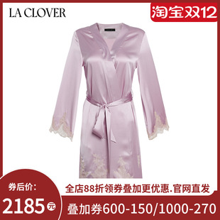 兰卡文挚爱西西里系列桑蚕丝短睡袍晨袍女大红色婚礼红品LC48WA1