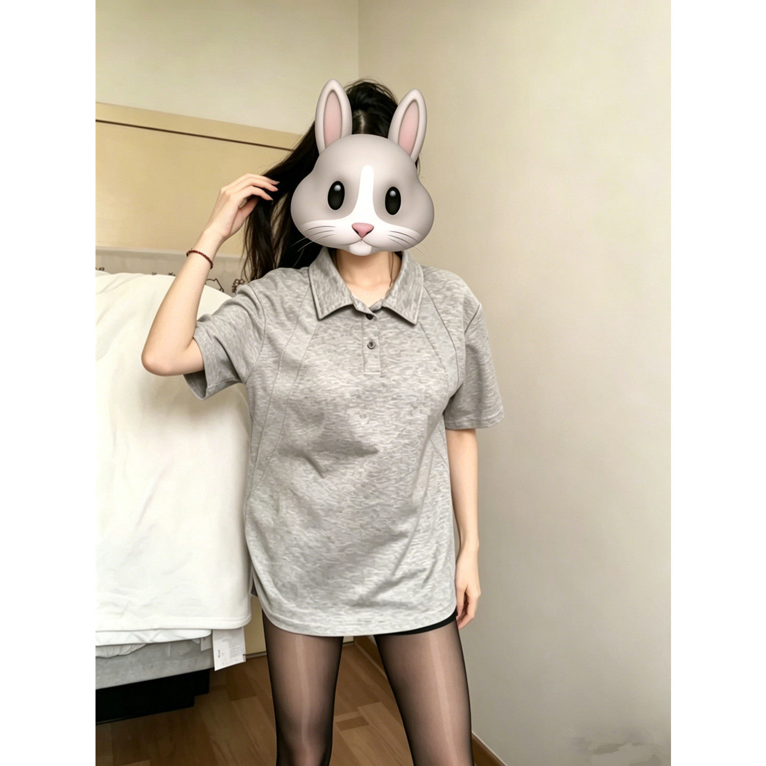 美式复古中性风辣妹POLO领纽扣正肩短袖T恤女夏季宽松情侣装上衣
