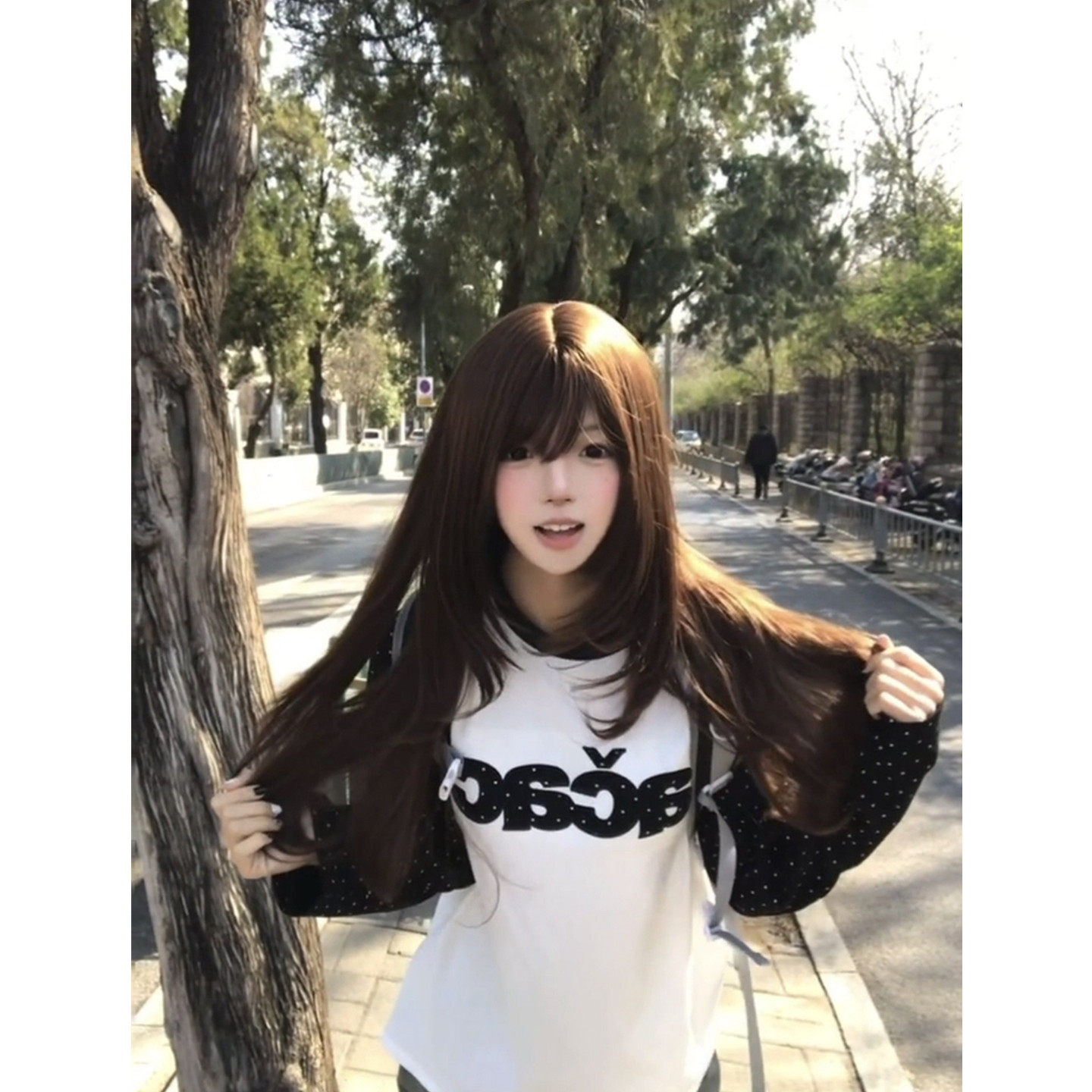 设计感小众撞色长袖T恤女