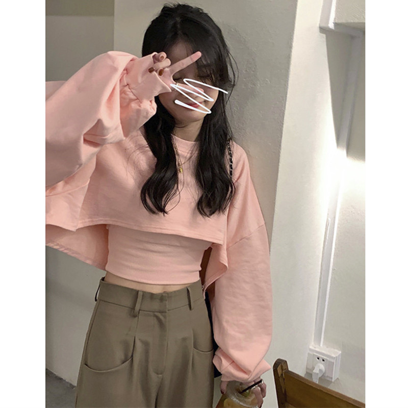 炸街盐系卫衣两件套女ins叠穿
