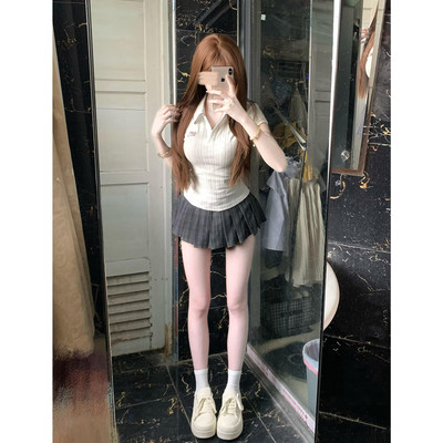 短袖衬衫T恤女修身打底