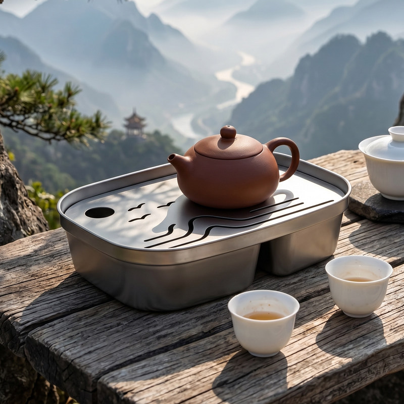 钛化便携防烫储水式茶盘套装