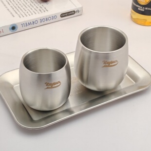 316不锈钢茶杯双层防摔小酒杯子出口加厚白酒杯咖啡杯户外杯露营