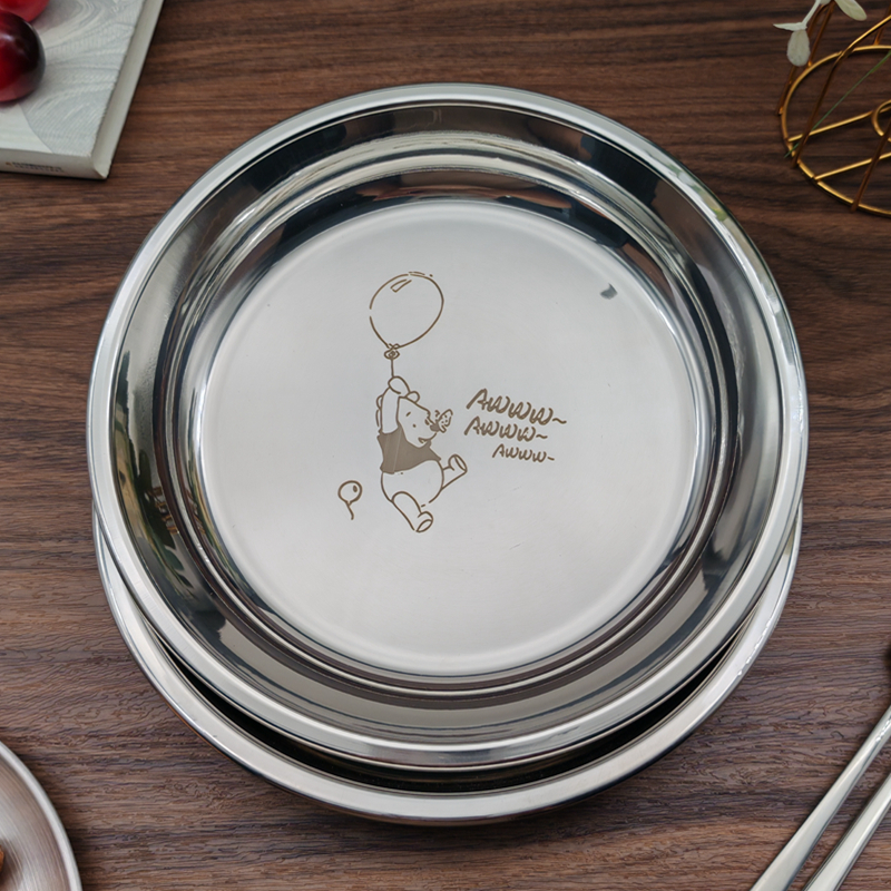 316不锈钢圆盘食品级加厚家用厨房碟子菜盘餐盘烧烤商用盘子