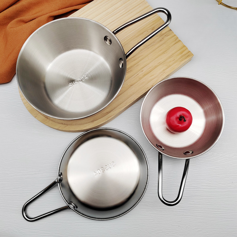 韩国调料碗304不锈钢带手柄薯条炸鸡沙拉户外餐具露营碗小吃碗