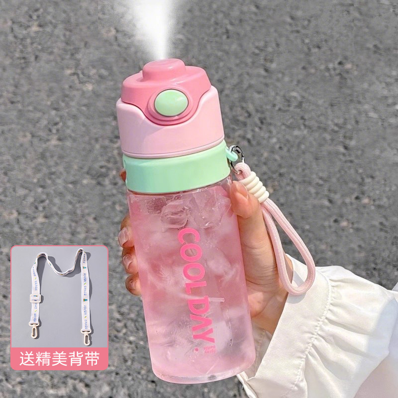 喷雾水杯儿童6-12岁初中学生上学专用运动水杯夏季天喷水吸管水壶