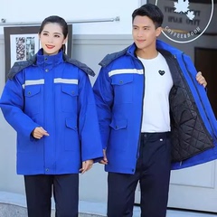 冬季纯棉工作棉袄服男套装中长款反光加厚耐磨保暖劳保服上衣定制