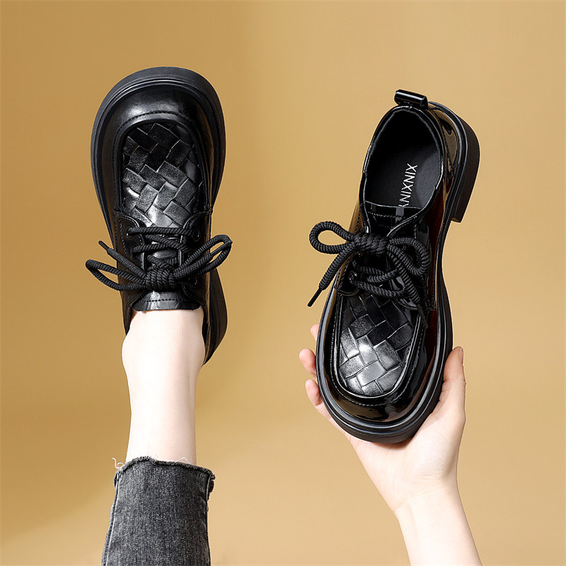 浅口单鞋2026年初春新款系带女鞋圆头粗跟显腿瘦乐福鞋黑色轻便鞋,女鞋,乐福鞋（豆豆鞋）,淘宝优惠券,粉丝福利购,淘宝优惠卷