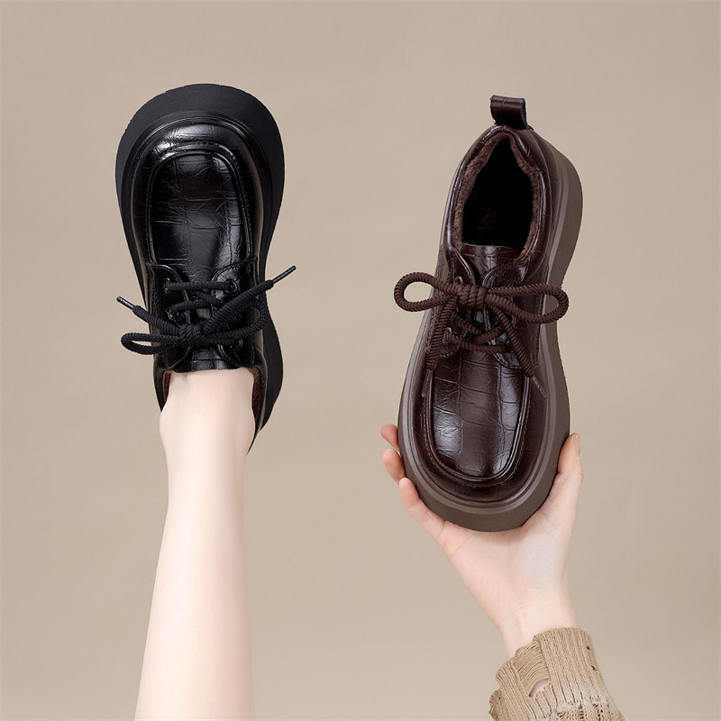 厚底圆头系带乐福鞋2026年春款百搭舒适女鞋时尚休闲鞋复古小个子,女鞋,乐福鞋（豆豆鞋）,淘宝优惠券,粉丝福利购,淘宝优惠卷