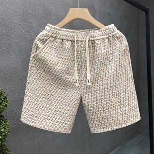 品牌正品时尚休闲短裤男生色织五分裤男士夏季薄款宽松沙滩大裤衩
