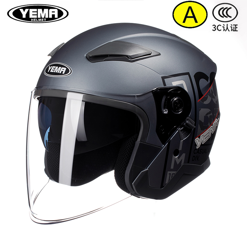 双镜片内衬可拆洗3/4盔野马YEMA