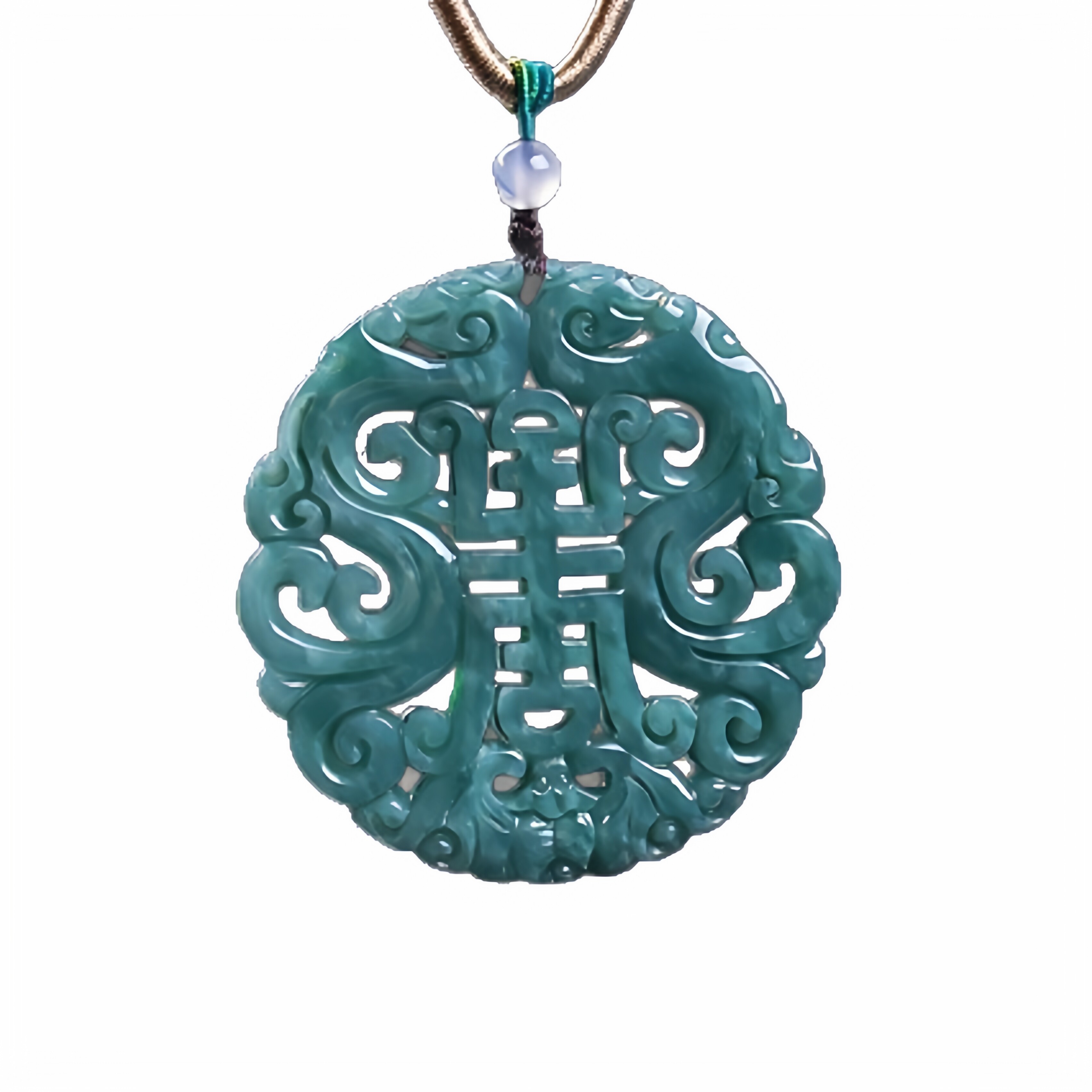 天然A货翡翠老蓝水镂空仿古牌生肖龙牌玉石吊坠挂件男女款玉佩