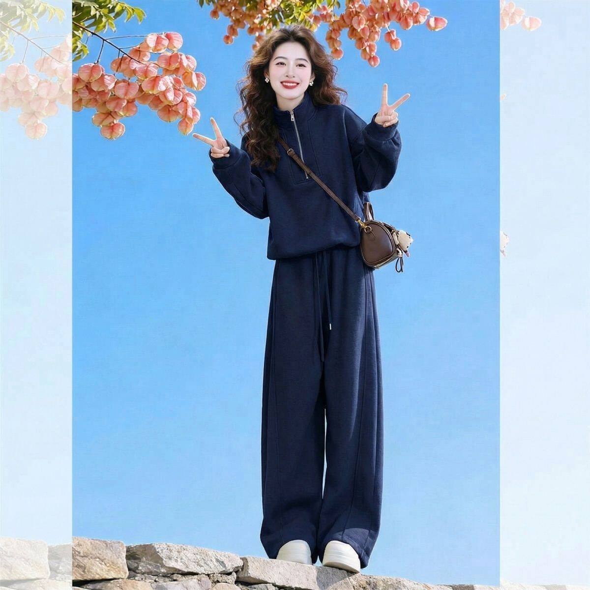 春秋女学生韩版显瘦运动两件套