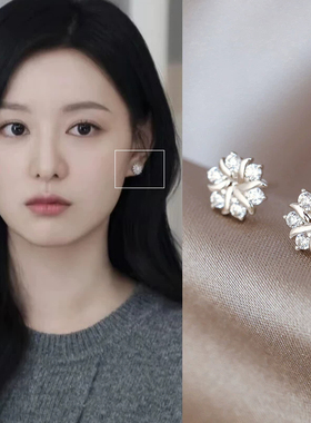 金智媛同款耳钉S925银针花朵