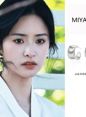 沈月同款耳环C圈耳环女简约小众高级感金属耳饰宽面不规则女耳饰