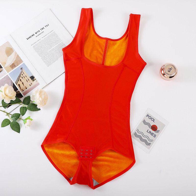 新款大红色塑身连女秋冬季加绒保暖背心收腹束腰束身提臀美连体衣