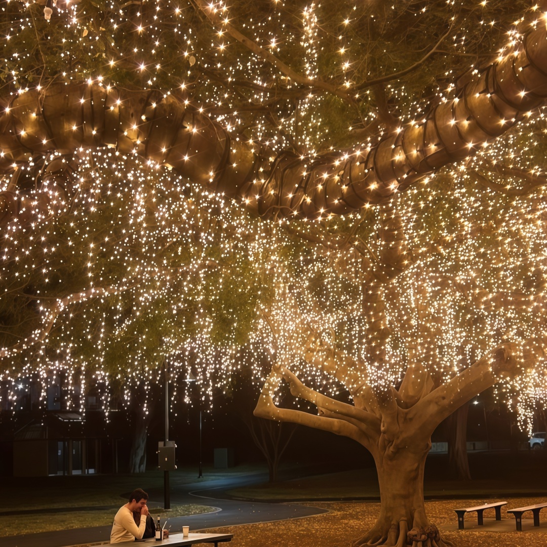 瀑布灯led下垂灯挂在树上的彩灯串灯户外网红圣诞装饰树灯氛围灯