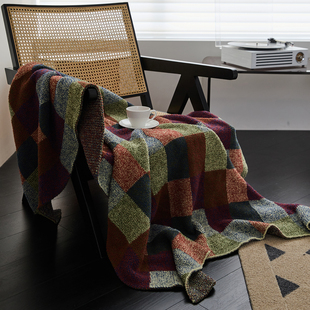 冬季保暖A类半边绒针织毛毯格子沙发盖腿毯子卧室床头盖毯装饰毯