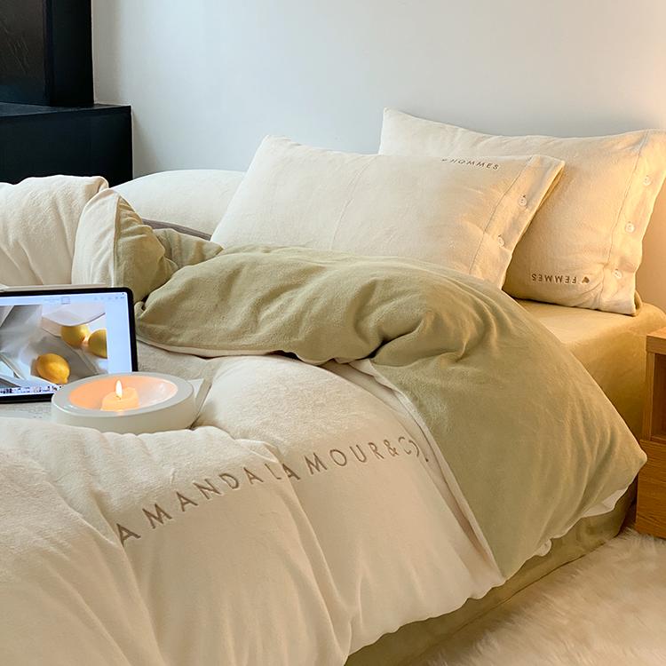 四件套牛奶绒轻奢不掉毛冬季保暖