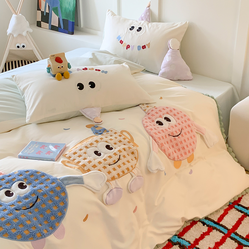 贴布绣四件套全棉磨毛120S卡通