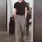 宽松休闲高级感休闲长裤 那不勒斯千鸟格阔腿裤 巴黎风长裤 秋冬男士