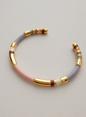 温柔环绕，品质撞色珐琅彩釉设计感开口手镯法国小众质感轻奢手环