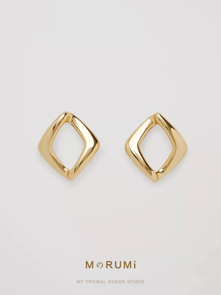 高质量 手工抛光菱形不规则几何轻奢chic极简设计耳环925银耳钉女,饰品/流行首饰/时尚饰品新,耳环,淘宝优惠券,粉丝福利购,淘宝优惠卷