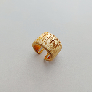 松弛感金丝线编织缠绕时髦复古ins开口戒指气质优雅高级感饰品女