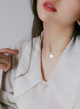 18K / 极简 百搭圆片硬币ins 项链 锁骨链 女  气质款 不褪色