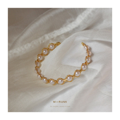 原创设计风格 小众18K金手链女 气质珍珠手镯女 高级感 简约风