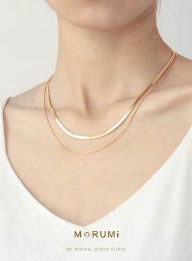 MのRUMI 小众复古金色双层蛇骨链高级感项链女锁骨链18K不褪色