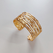 小众设计感肌理感复古欧美风高保色极简约夸张时尚 质感开口手镯女