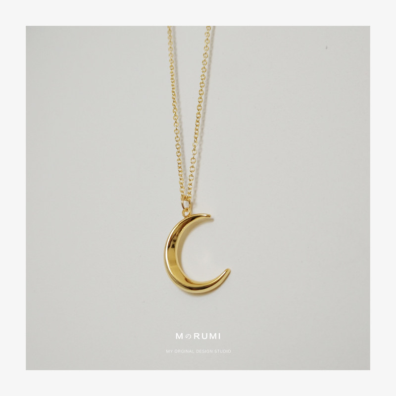 月亮控 / 18K包金 月亮锁骨链chic简约个性百搭创意 网红短款项链