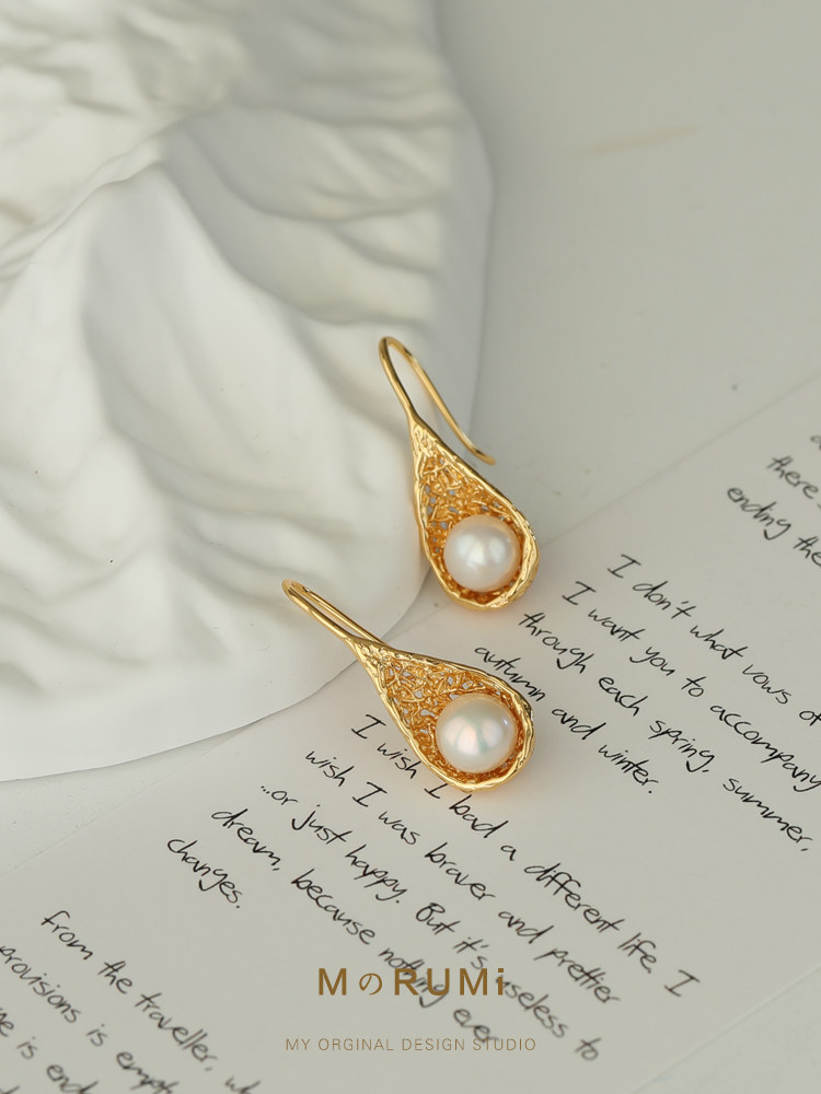 巴洛克珍珠鸟巢造型耳环