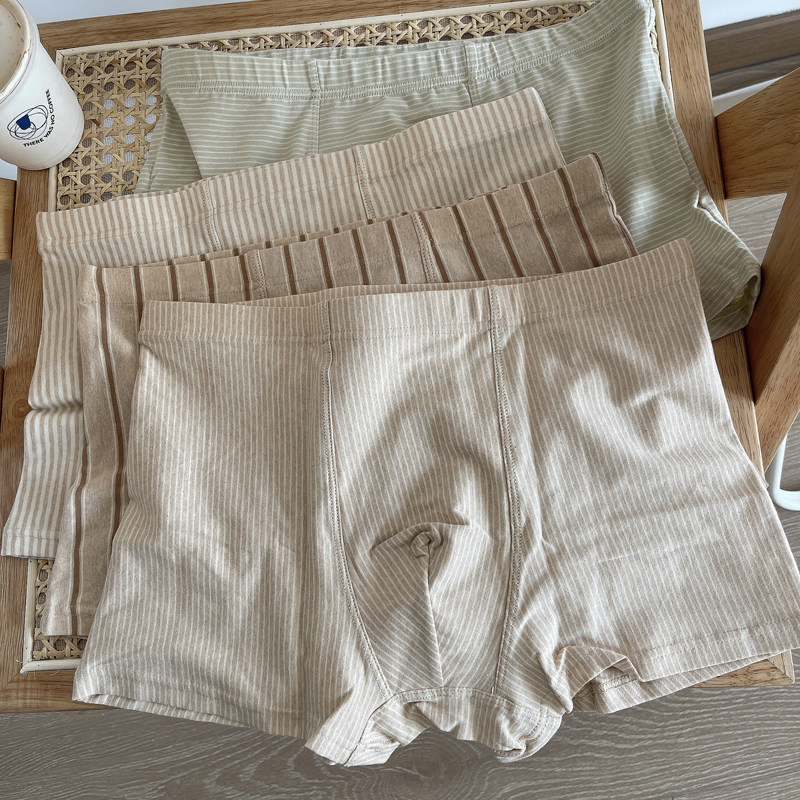 燕麦色系纯棉男士内裤中腰透气舒适好穿四角裤条纹简约加大码短裤,女士内衣/男士内衣/家居服,男平角内裤,淘宝优惠券,粉丝福利购,淘宝优惠卷