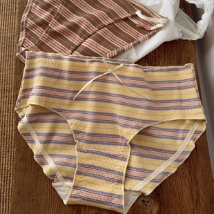 美式 小性感内裤 彩虹红条纹少女多巴胺风格 甜美镂空细带纯欲三角裤