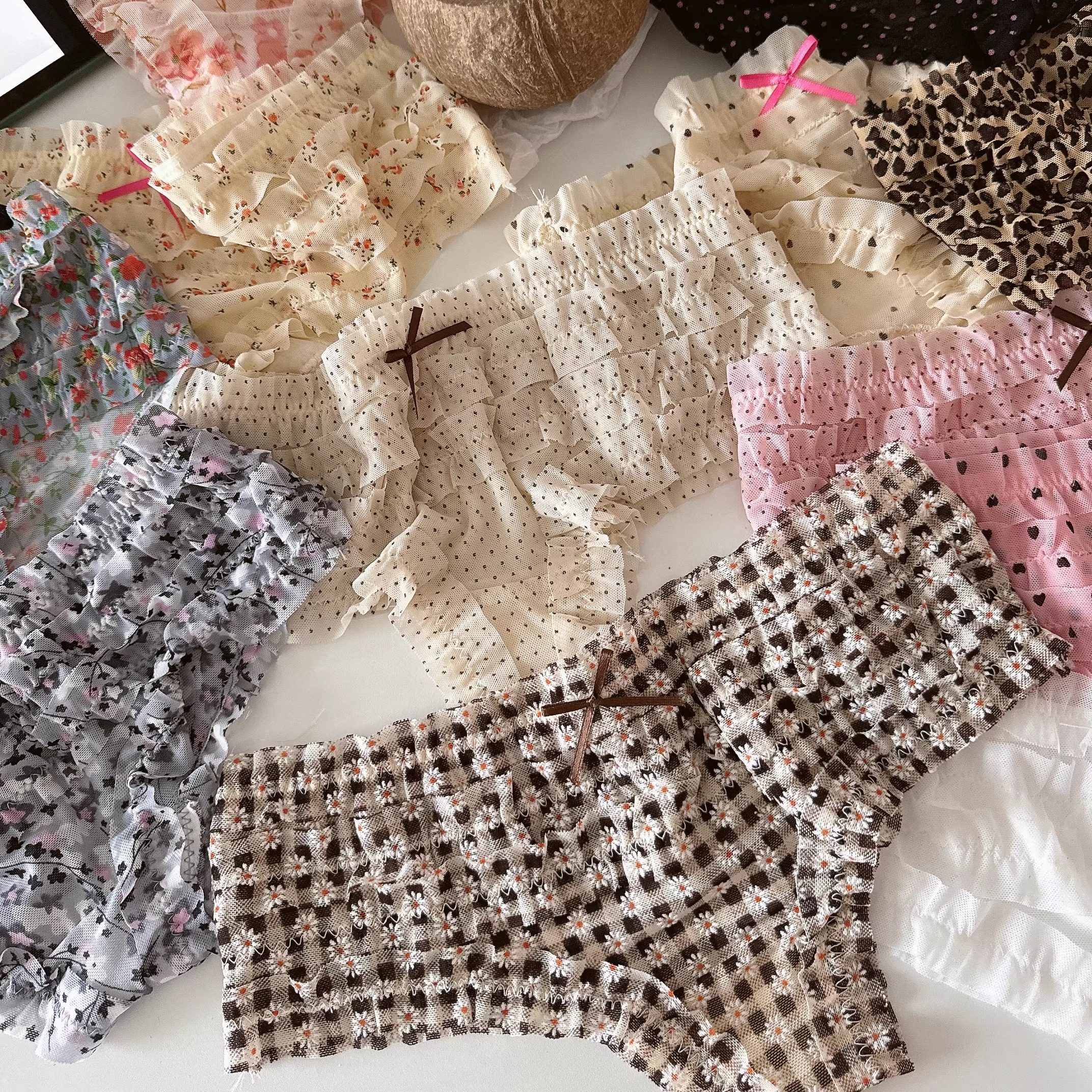 性感豹纹内裤女生蕾丝网纱蛋糕层小碎花甜美三角裤丁字裤胖次日系,女士内衣/男士内衣/家居服,女三角裤,淘宝优惠券,粉丝福利购,淘宝优惠卷