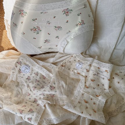 田园小碎花女士内裤中腰无痕包臀7A抑菌全棉裆少女亲肤透气三角裤