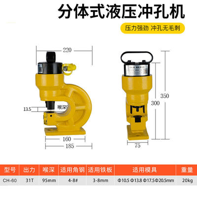 液压冲孔机电动手提式打孔器配件模具开方孔小型便携式CH60CH槽钢