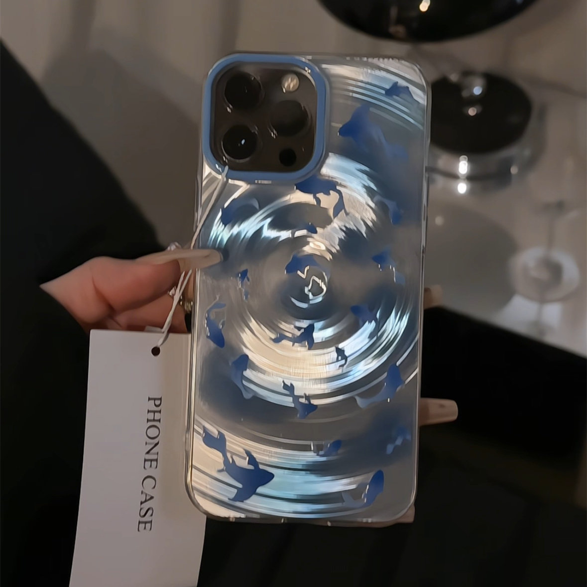 蓝色晕染水墨鱼适用苹果16pro旋风IMD磁吸款手机壳iphone15卡通可爱华为荣耀创意可爱mate70保护套小众小米15