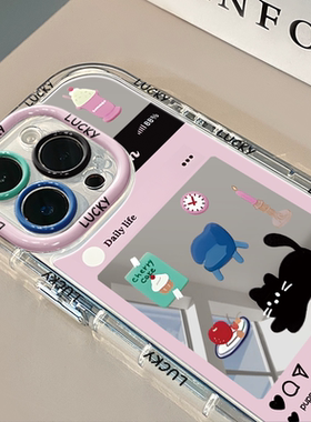 黑猫ins镜面适用苹果17promax华为奶油壳oppo苹果16新iPhone14/12/11promax手机壳真我红米小米13pro/ultra