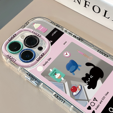 黑猫ins镜面适用苹果17promax华为奶油壳oppo苹果16新iPhone14/12/11promax手机壳真我红米小米13pro/ultra