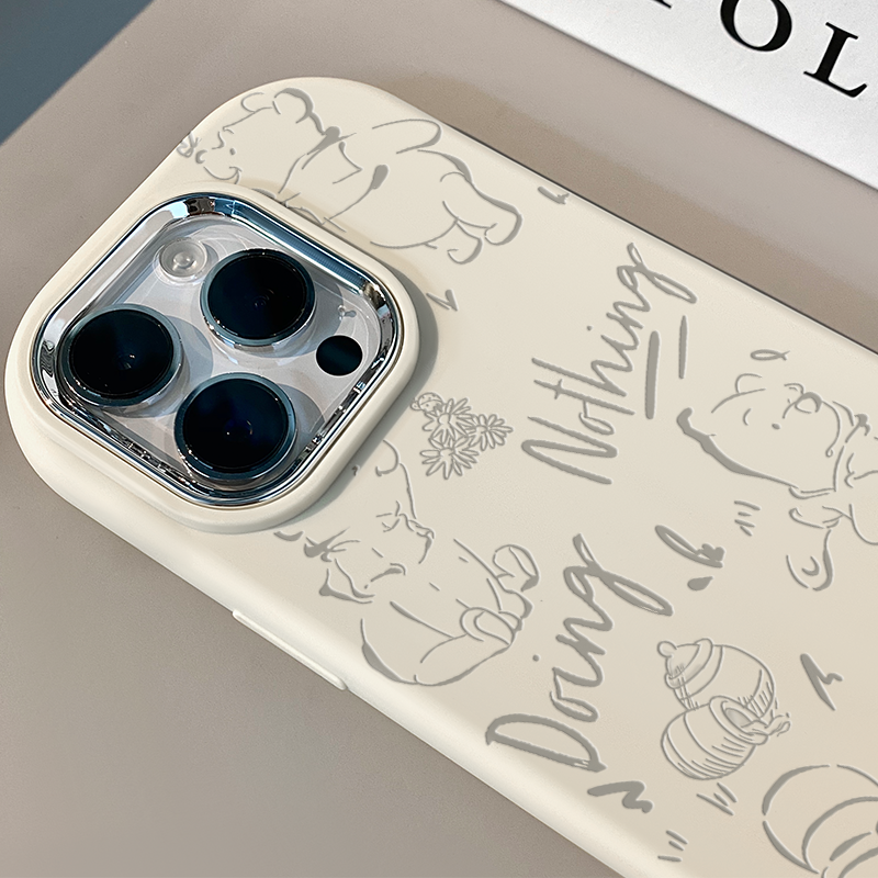 ins简约卡通可爱线条维尼用于苹果15手机壳新iPhone14pro苹果13/12/11promax保护套新款14plus潮流时尚男女