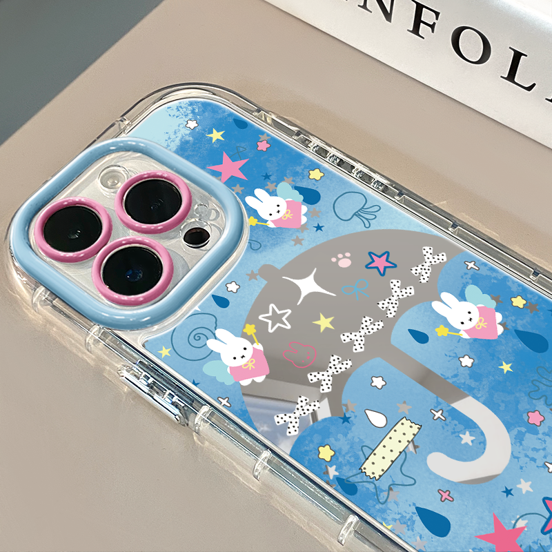 米菲兔星星雨伞适用于苹果16promax镜面奶油壳iPhone15手机壳华为p可爱小米15防摔潮流保护套mate70小众
