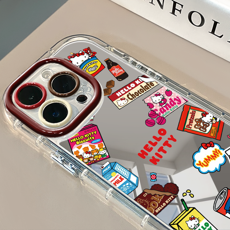 kitty零食铺适用于苹果16promax镜面奶油壳iPhone15手机壳华为p可爱小米15防摔潮流保护套mate70小众