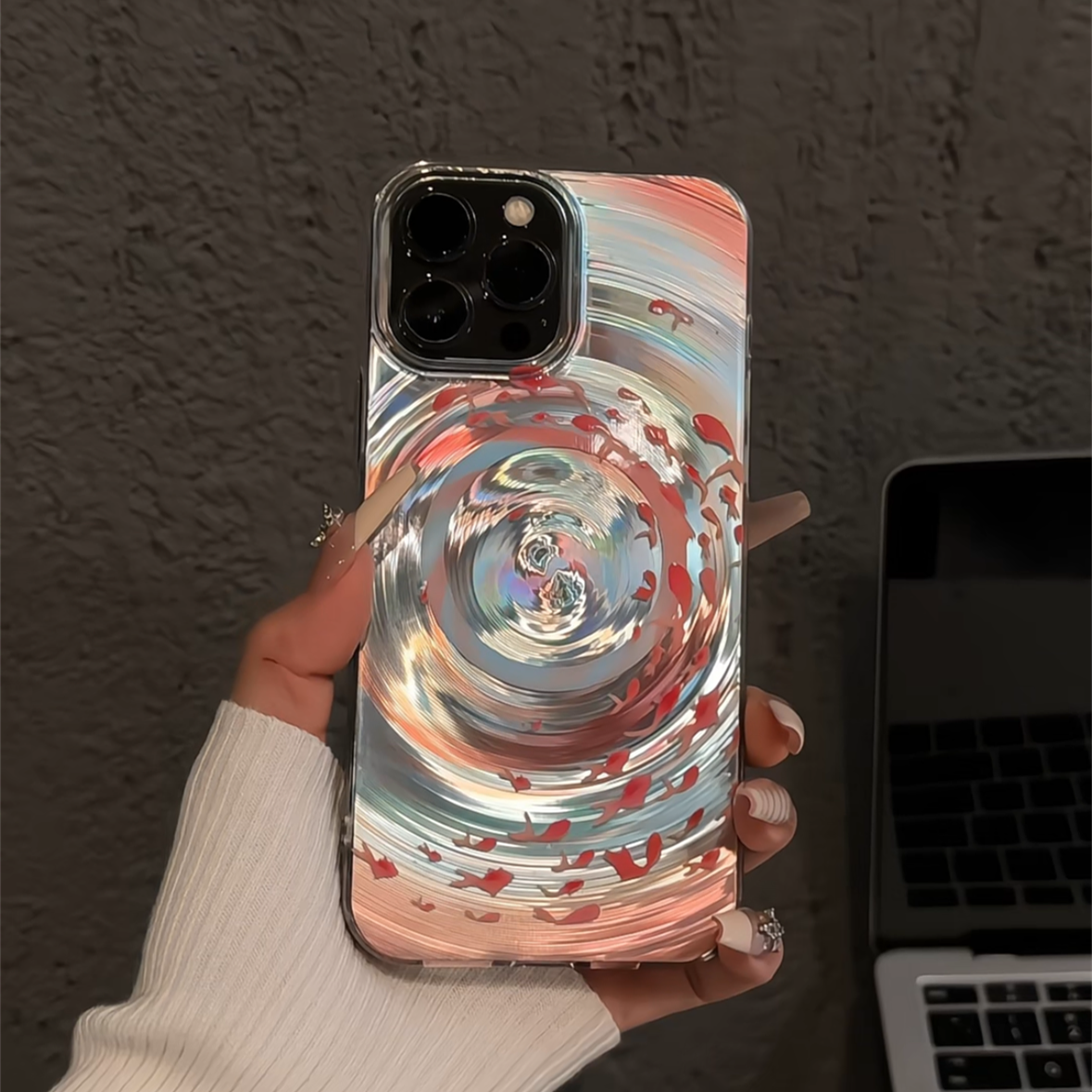 旋涡粉色锦鲤适用苹果16pro旋风IMD磁吸款手机壳iphone15卡通可爱华为荣耀创意可爱mate70保护套小众小米15